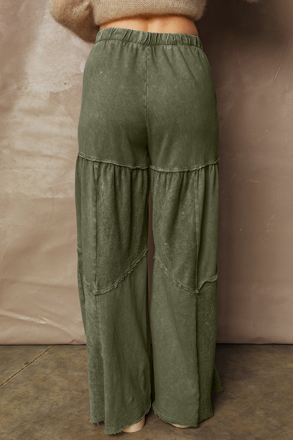 Charcoal, Olive, Rose, Wine, Blue ~ Mineral Wash Tiered Wide Leg Pants