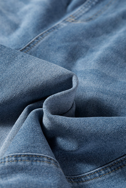 Dusk Blue Barrel Denim Overalls