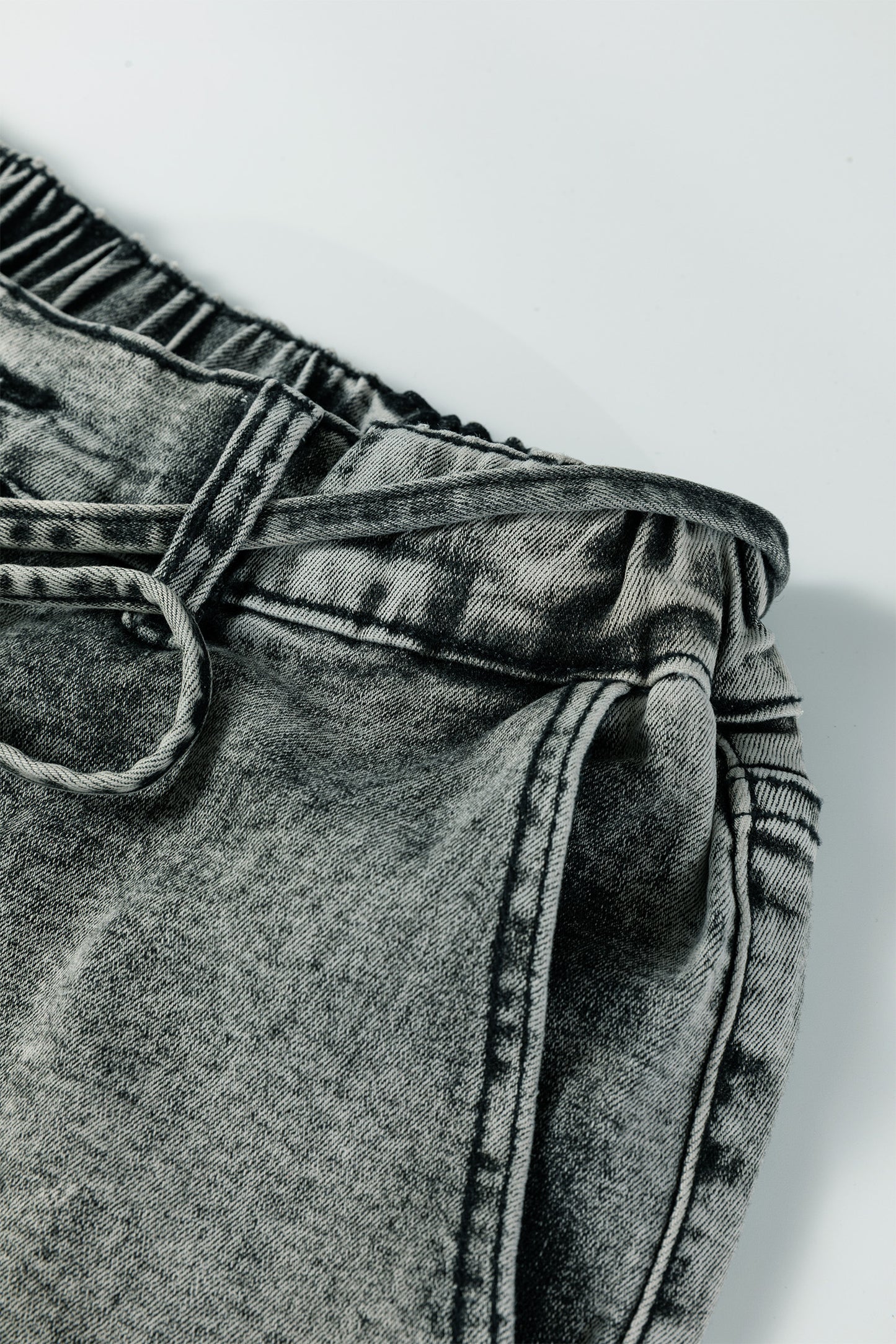 Gray or Taupe - Acid Wash Barrel Fit Denim Pants