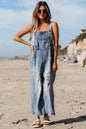 Blue Or Black Distressed Wide Leg Denim Overall