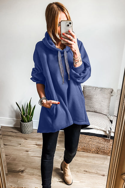 Blue or Grey - Fleece Lined Tunic Hoodie