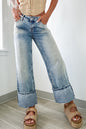 High Rise  Medium Wash Cuffed Jeans
