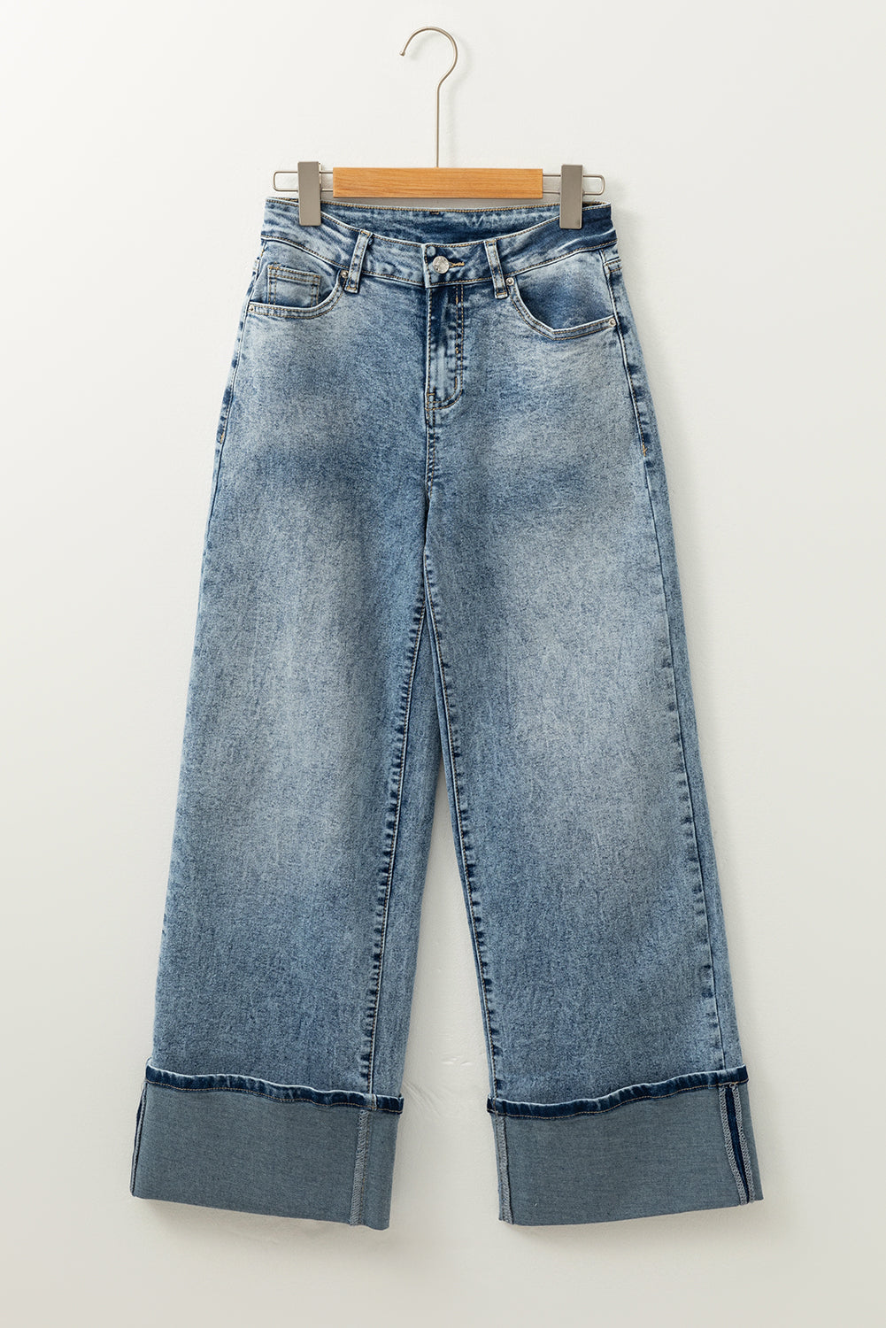 High Rise  Medium Wash Cuffed Jeans