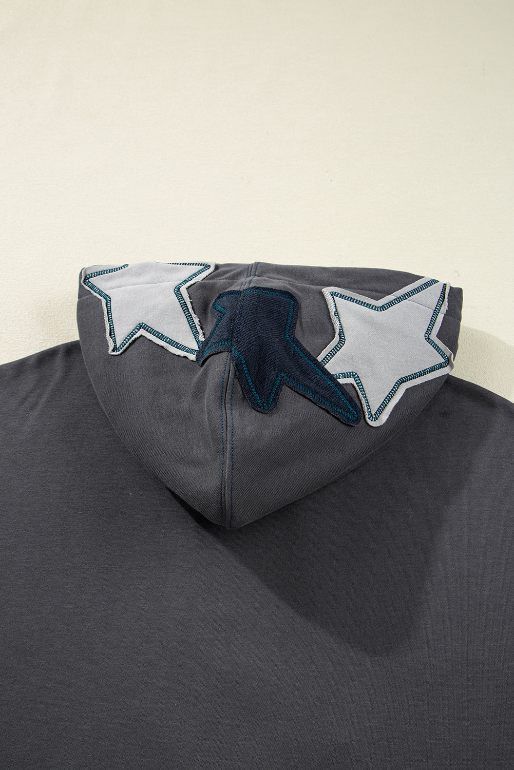 Star Patchwork Contrast Stitching Vintage Hoodie