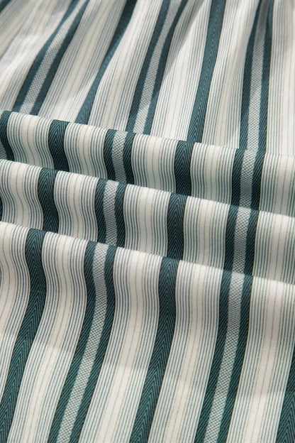 Gray Stripe Elastic Waist Cargo Pocket Casual Shorts