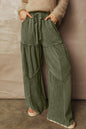 Charcoal, Olive, Rose, Wine, Blue ~ Mineral Wash Tiered Wide Leg Pants