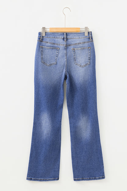 Mid Rise Distressed Sneak Peek Straight Leg Jeans