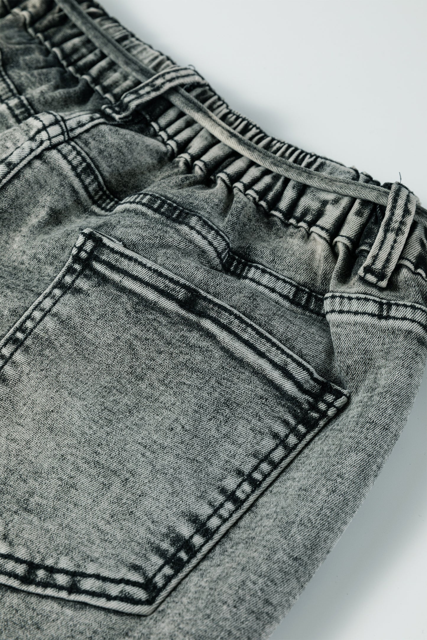 Gray or Taupe - Acid Wash Barrel Fit Denim Pants