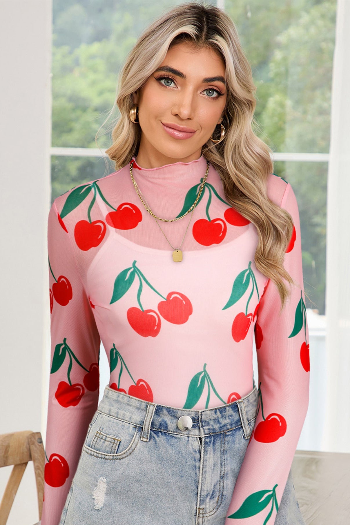 Cherry Picking Mesh Top