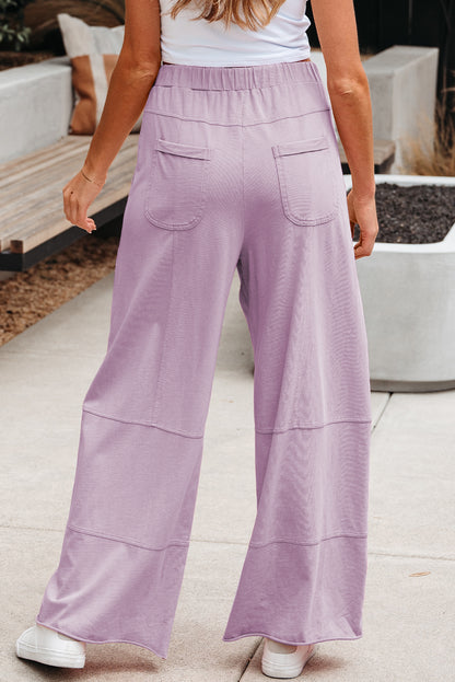 Black, Smoke Grey, Pink or Mint - Mineral Wash Wide Leg Cargo Pants