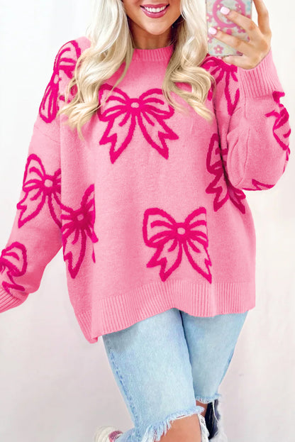 Pink Bow Loose Sweater