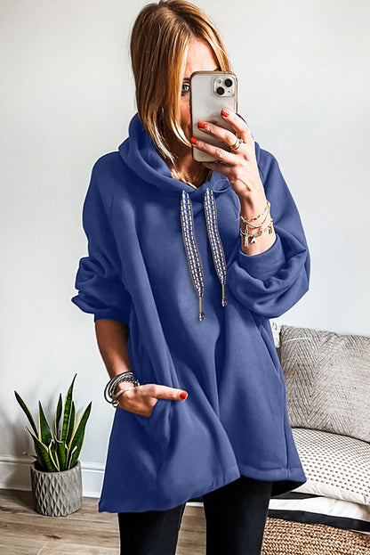 Blue or Grey - Fleece Lined Tunic Hoodie