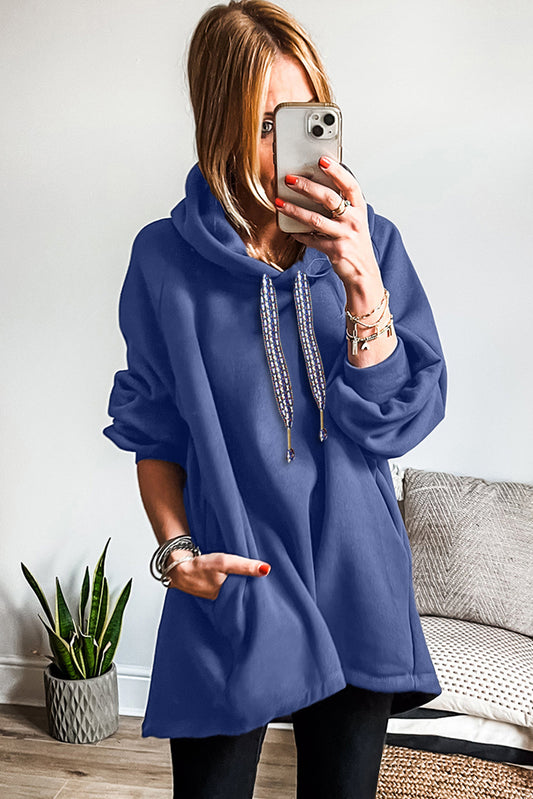 Blue or Grey - Fleece Lined Tunic Hoodie