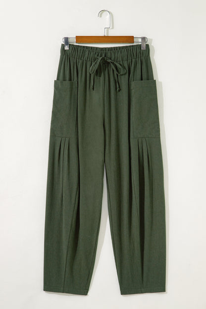 Olive or Black- Barrel Leg Casual Pants