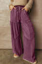 Charcoal, Olive, Rose, Wine, Blue ~ Mineral Wash Tiered Wide Leg Pants