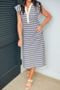 Blue Striped Midi Dress