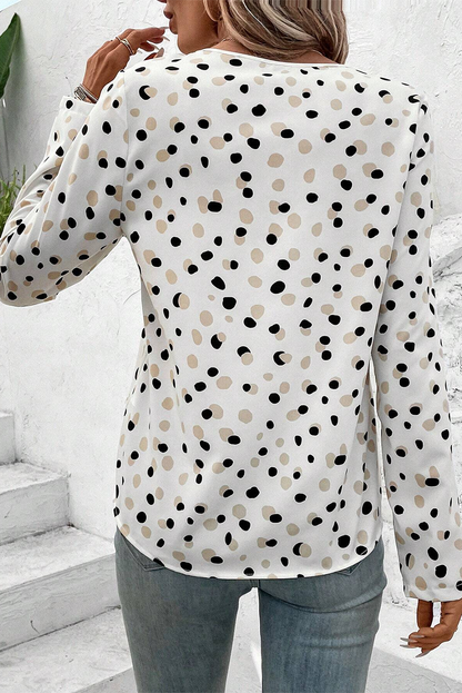 White or Sage - Modern Spot Blouse